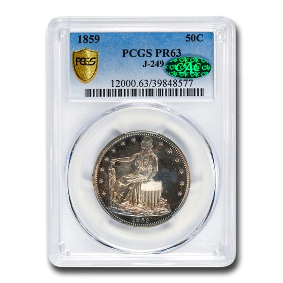1859 Paquet Liberty Seated Half Dollar Pat PR-63 PCGS CAC (J-249) 1859 Paquet Liberty Seated Half Dollar Pat PR-63 PCGS CAC (J-249)
